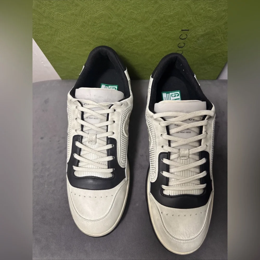 New Gucci GG Logo Sneakers Shoes Mac80 White Black Size UK 11.5 $950 - Picture 3 of 9